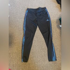 Adidas women’s Black Leggings with Blue Stripes